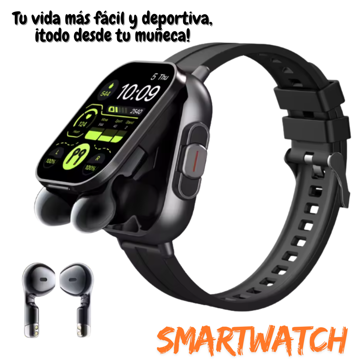 Smartwatch 2 en 1: Llama, escucha música y controla tu salud desde la muñeca